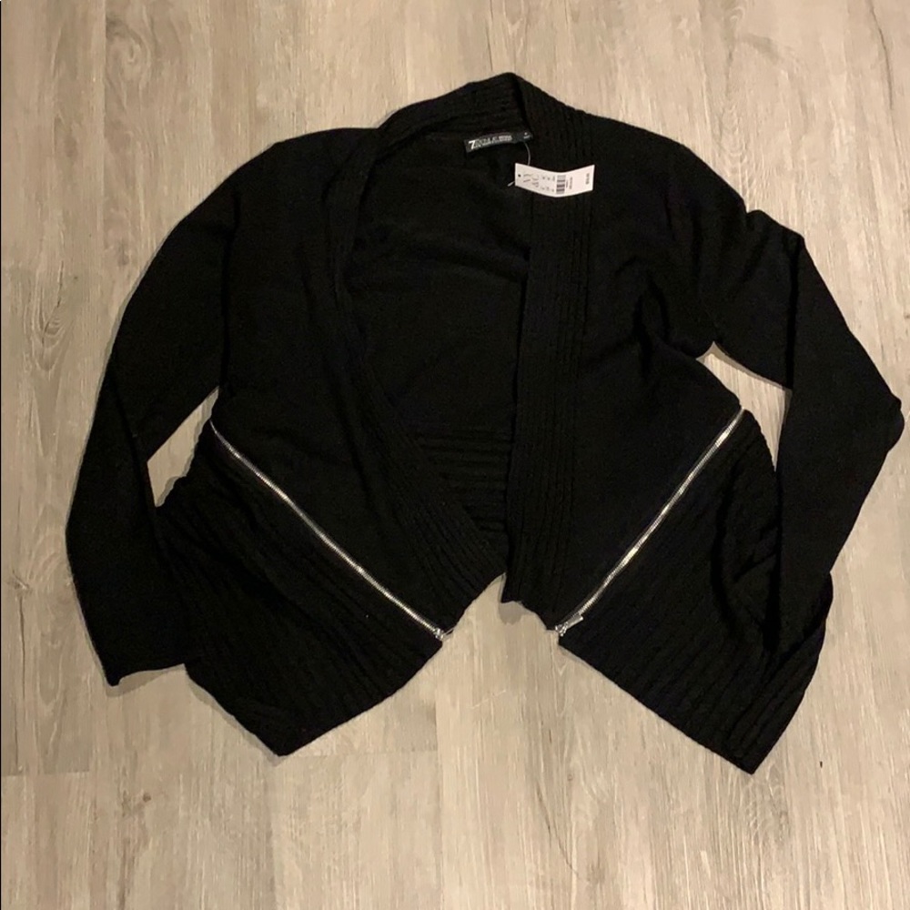 New York & Co Black Sweater with Zippers